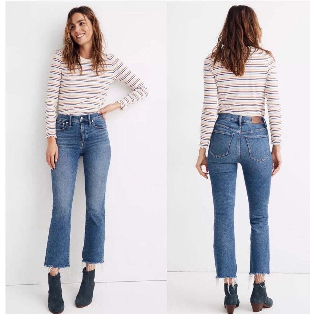Madewell Cali Demi-Boot Cut Jeans Raw Hem Womens Size 24 EUC